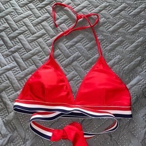 Red wrap bikini top